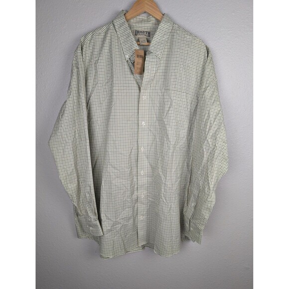 Duluth Trading Mens XL Tall Green Check No Iron Twill Shirt - Picture 1 of 6